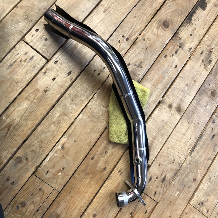 Indian Scout Bobber / Rogue front exhaust header with heatshield